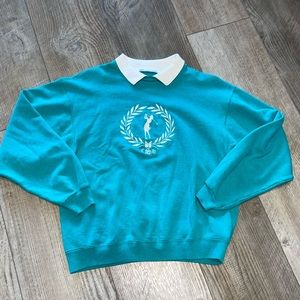 Vintage ladies golf collared sweatshirt pullover embroidered